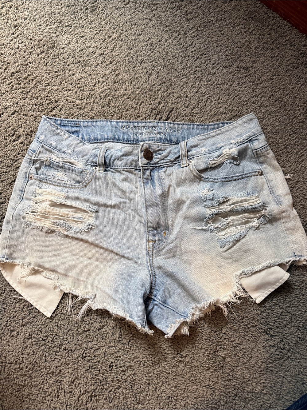 American Eagle Outfitters Light Wash Distressed Denim Shorts